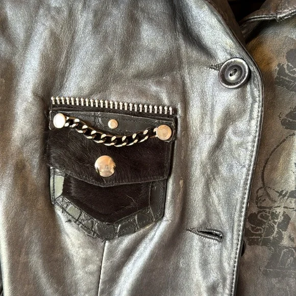 One of a kind 3/4 length leather biker jacket